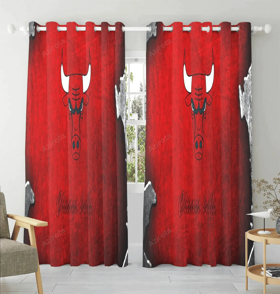 Chicago Bulls Emblem Metal v26 Window Curtain