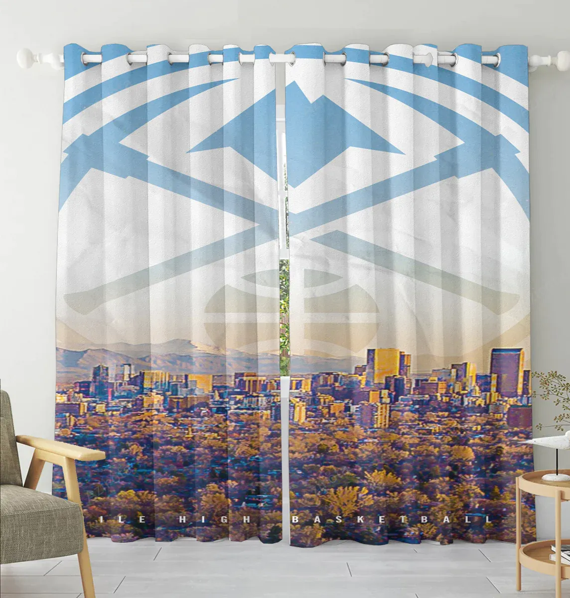 Denver Nuggets City Blackout Window Curtain 2 Panels For Living Room Bed Room Gift For Fan