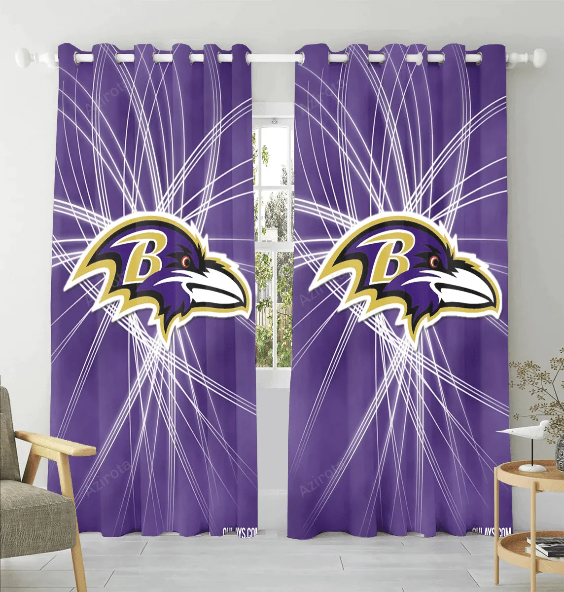 Baltimore Ravens Logo Line Window Curtain