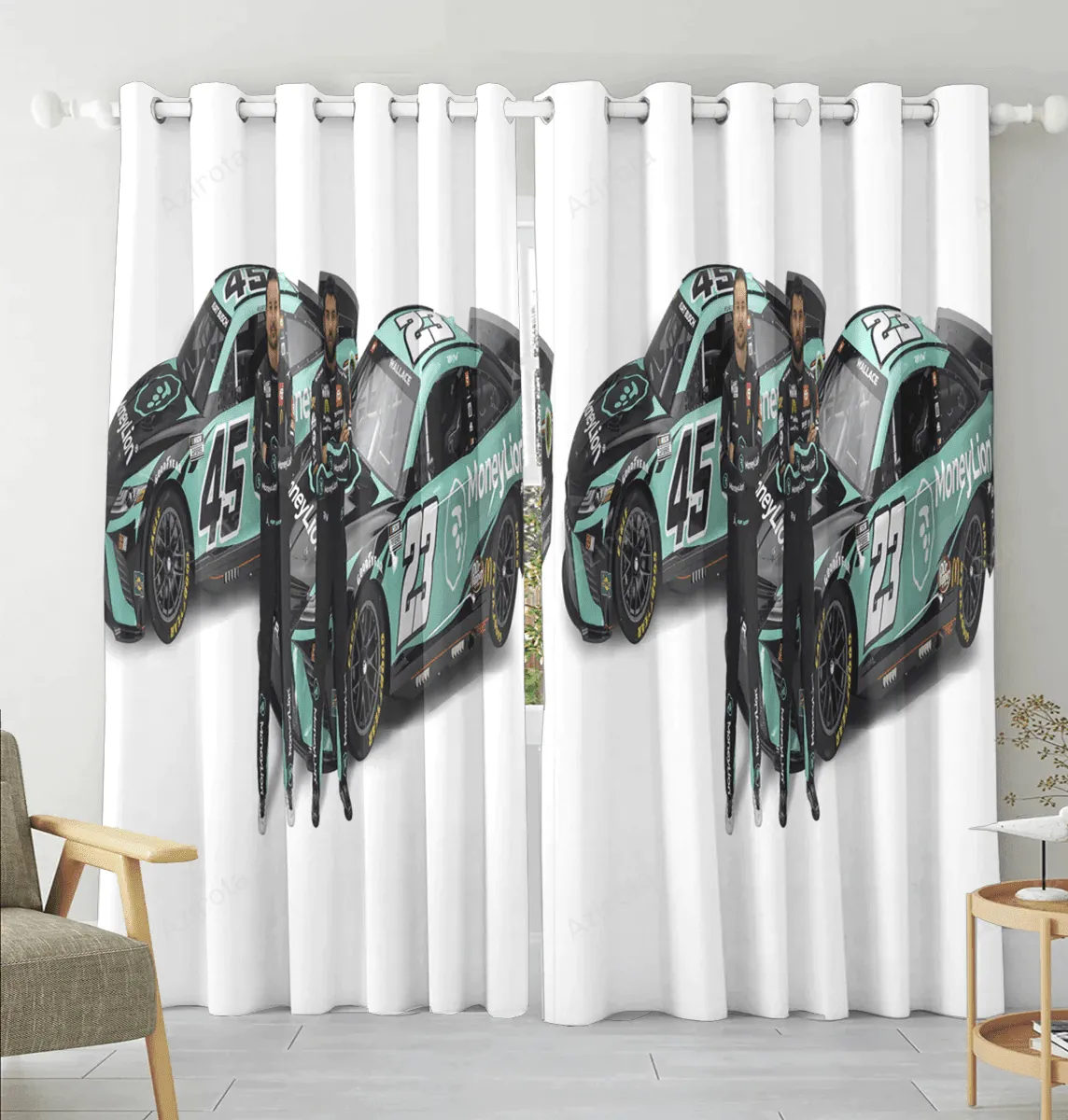 23XI Racing Players6 Blackout Window Curtain 2 Panels For Living Room Bed Room Gift For Fan