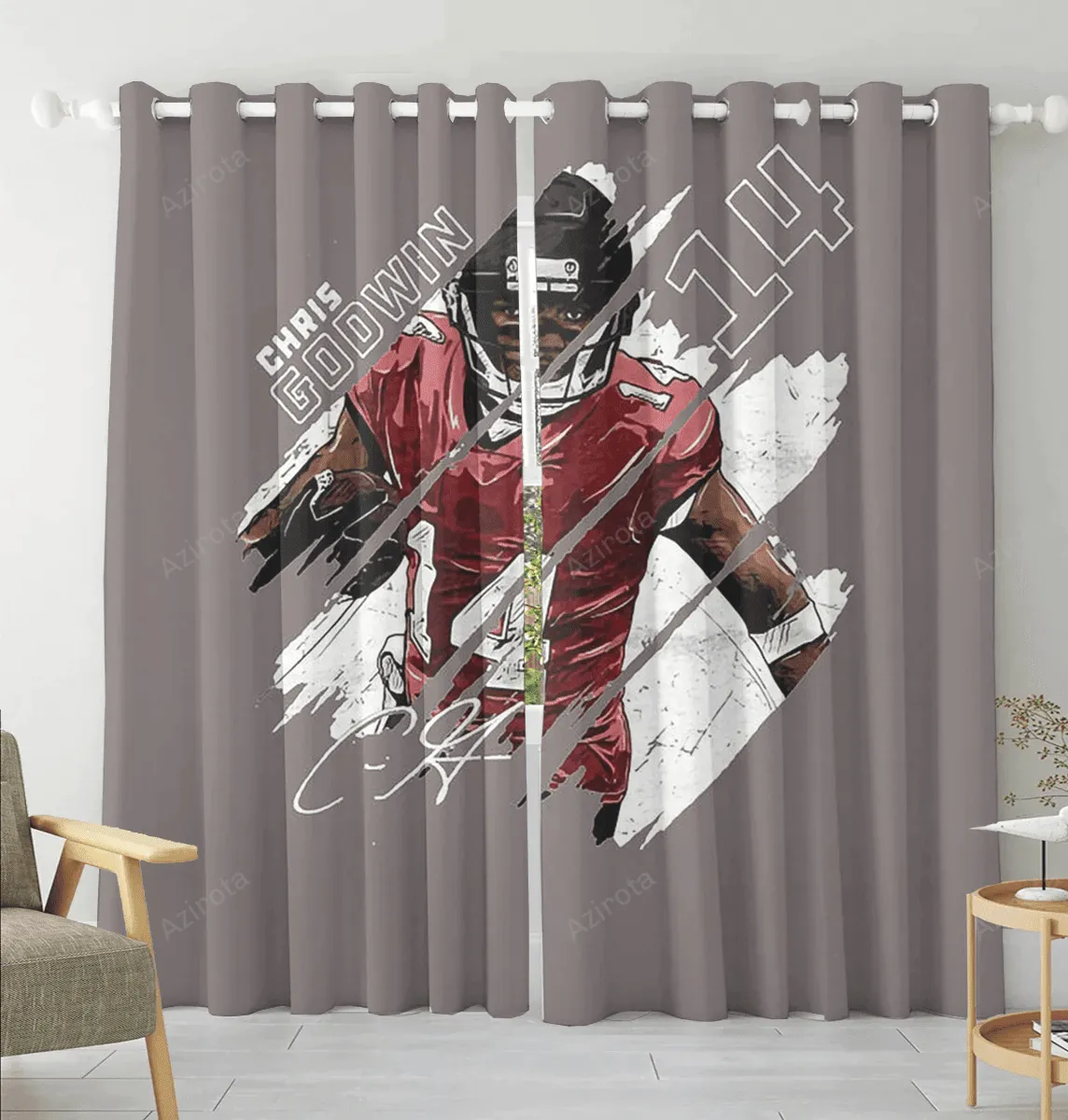 Tampa Bay Buccaneers Chris Godwin v30 Blackout Window Curtain 2 Panels For Living Room Bed Room Gift For Fan