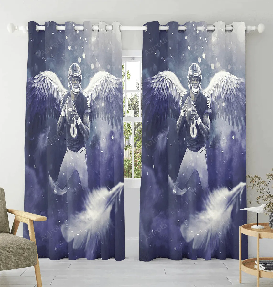 Baltimore Ravens Lamar Jackson 8 v20 Window Curtain
