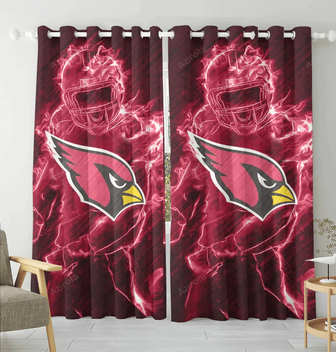 Arizona Cardinals Legend Blackout Window Curtain 2 Panels For Living Room Bed Room Gift For Fan