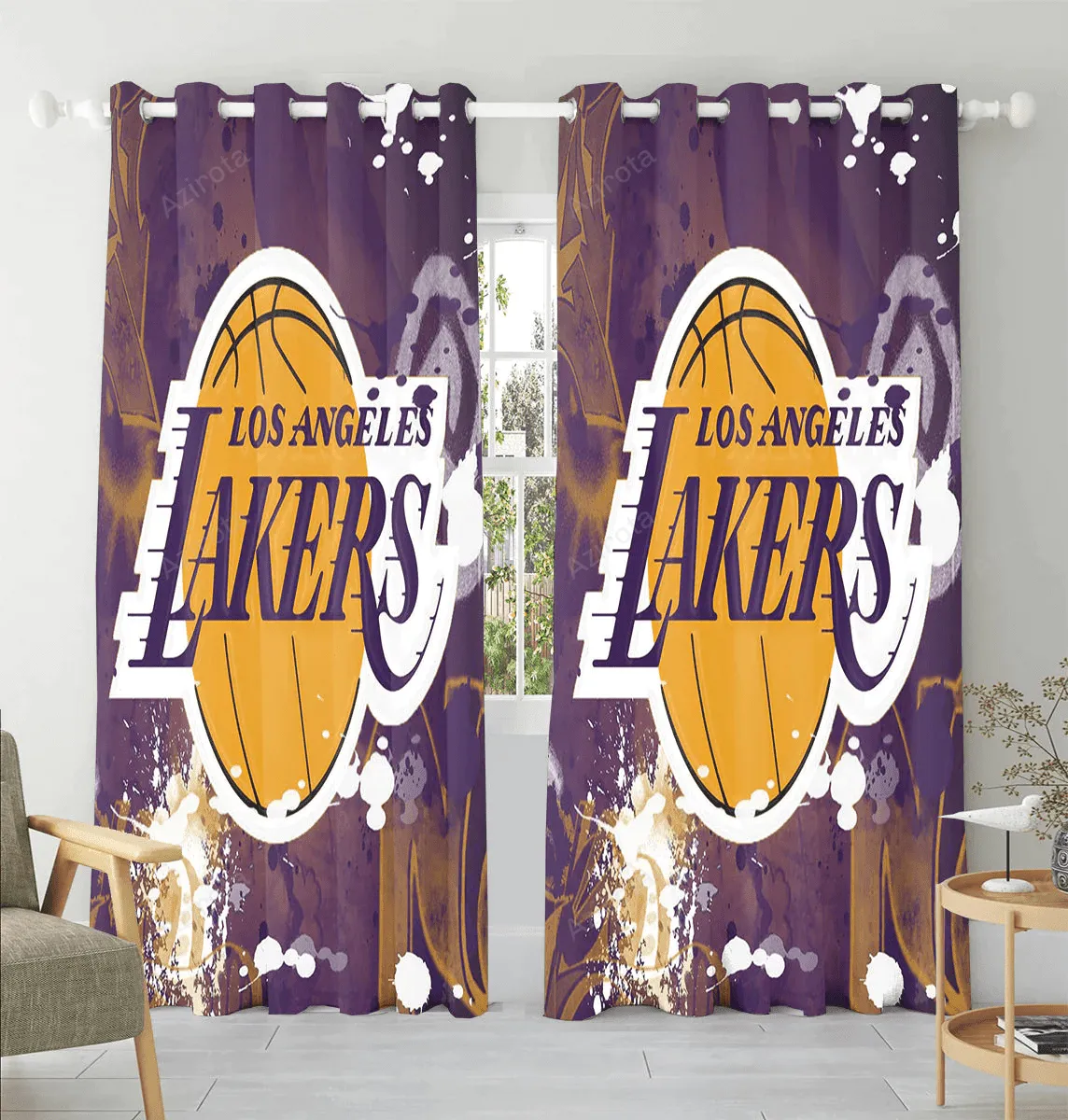 Los Angeles Lakers Emblem v63 Window Curtain
