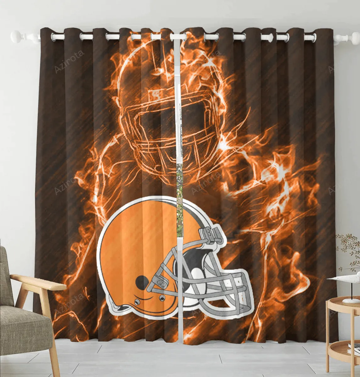 Cleveland Browns Legend v1 Blackout Window Curtain 2 Panels For Living Room Bed Room Gift For Fan