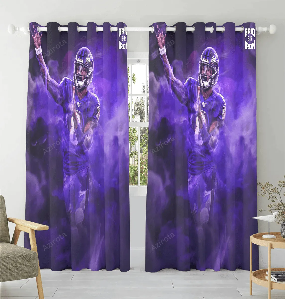 Baltimore Ravens Lamar Jackson 8 v22 Window Curtain