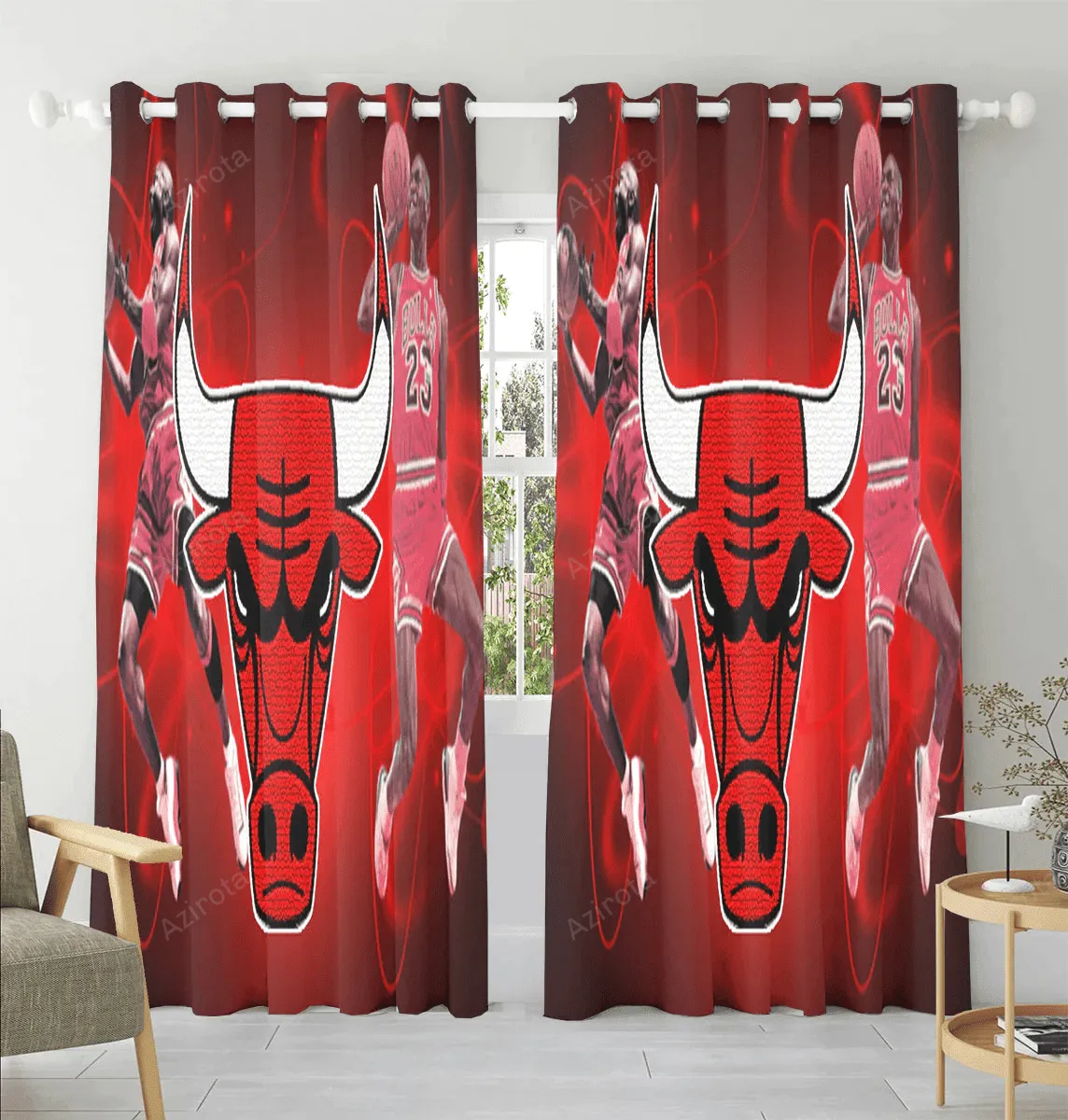 Chicago Bulls Emblem v19 Window Curtain