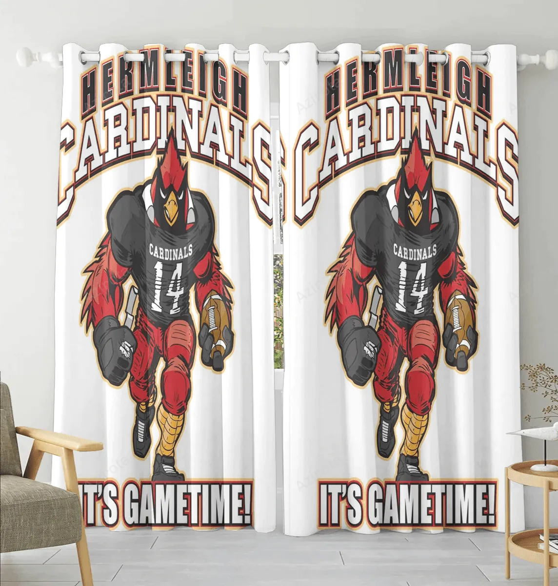 Arizona Cardinals Mascot Its Gametime Blackout Window Curtain 2 Panels For Living Room Bed Room Gift For Fan