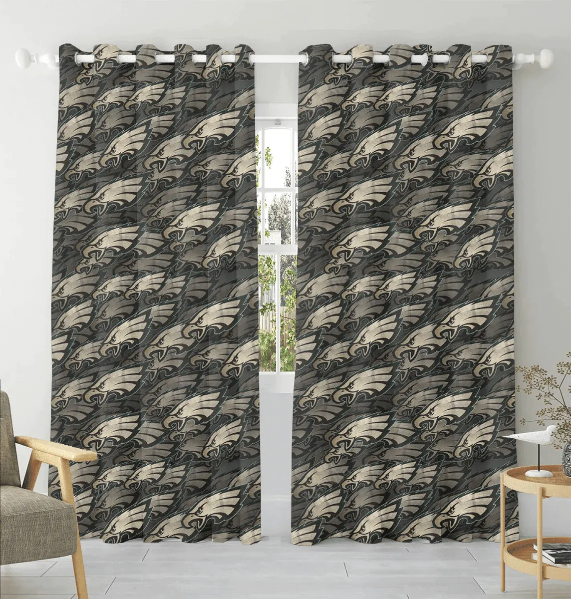 Philadelphia Eagles Logo3 Blackout Window Curtain 2 Panels For Living Room Bed Room