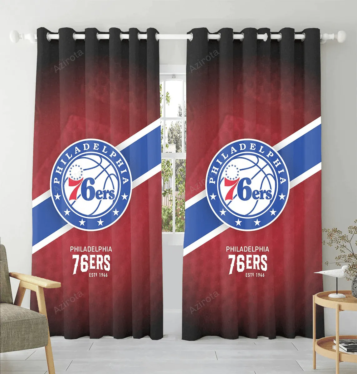 Philadelphia 76ers Logo Red Window Curtain Gift For Fans