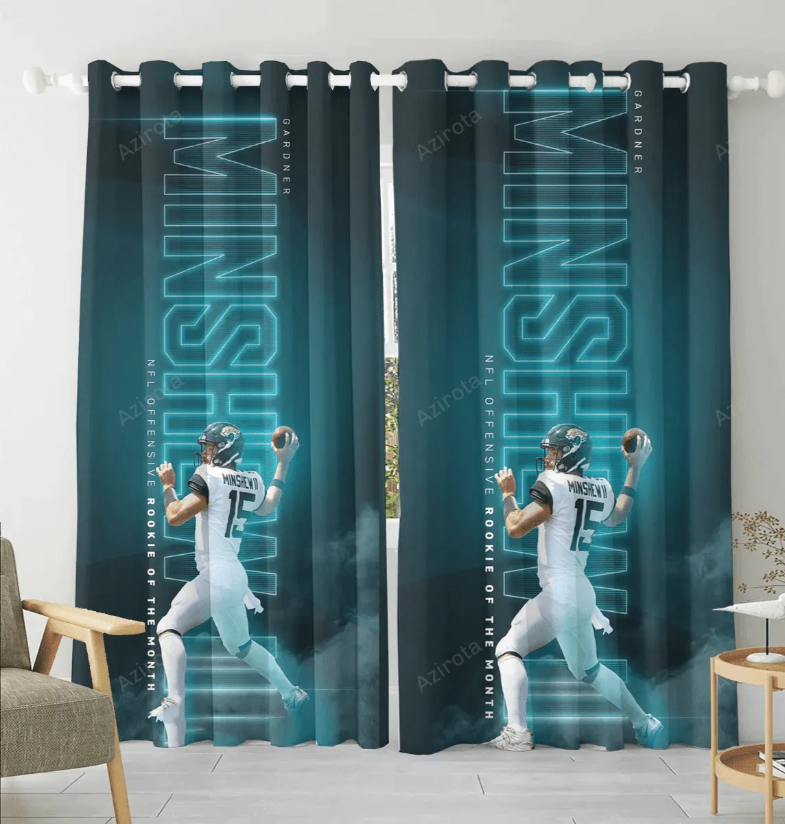 Jacksonville Jaguars Minshew ll 15 Blackout Window Curtain 2 Panels For Living Room Bed Room Gift For Fan