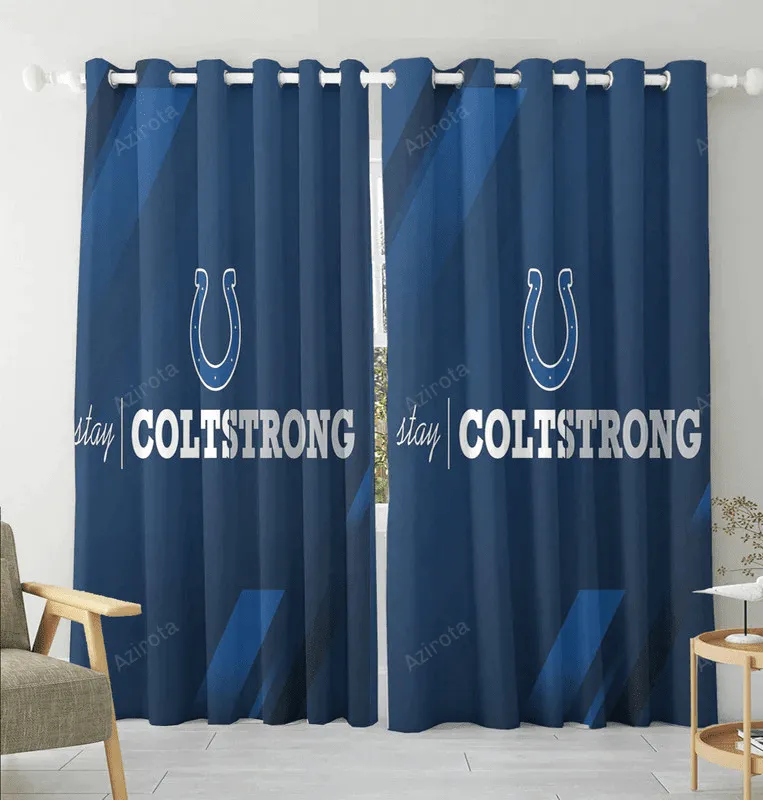 Indianapolis Colts Stay ColtStrong Blackout Window Curtain 2 Panels For Living Room Bed Room Gift For Fan