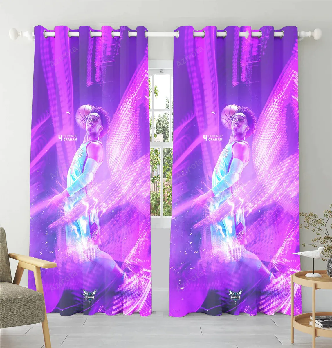 Charlotte Hornets Devonte Graham1 Window Curtain