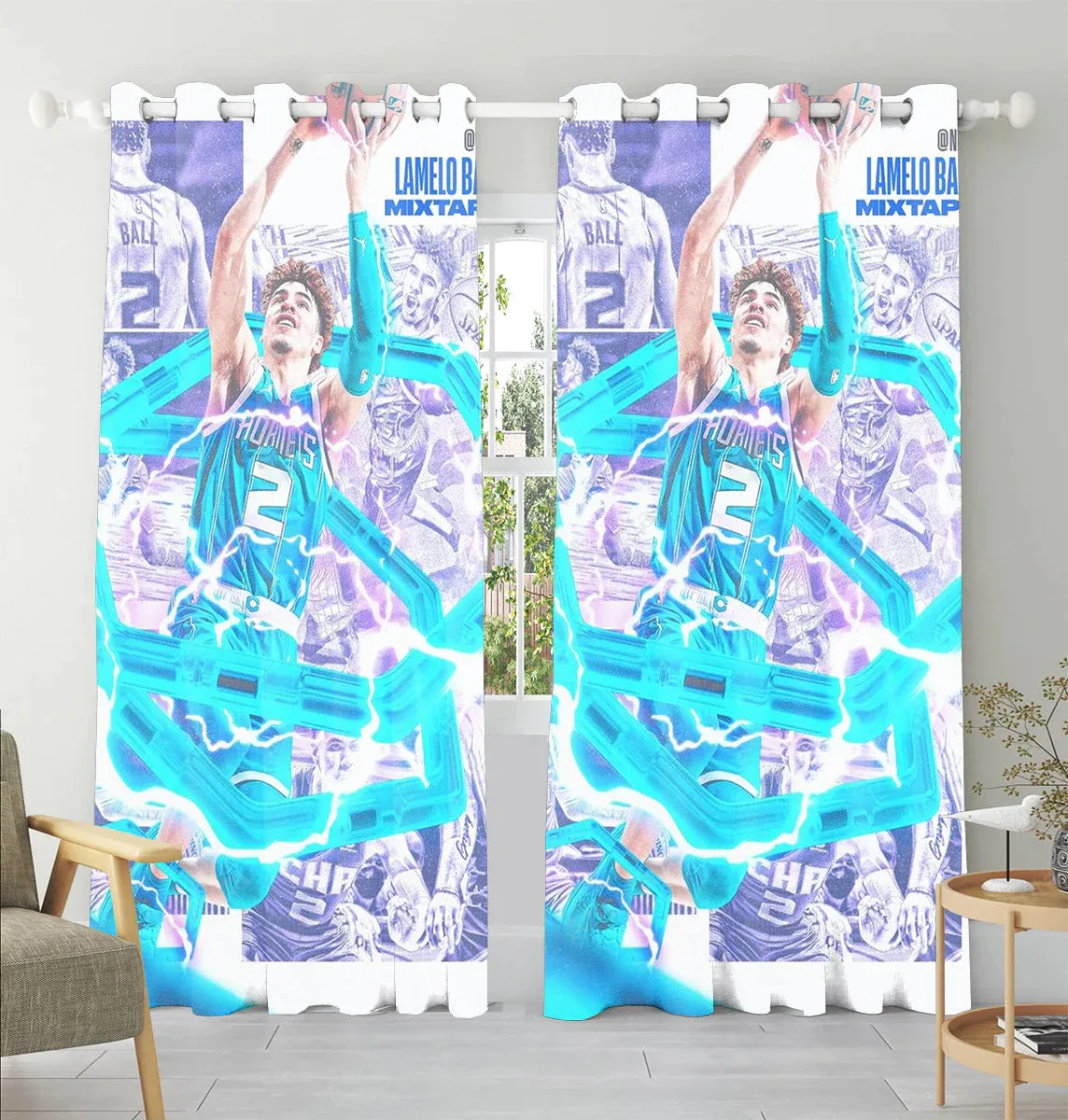 Charlotte Hornets LaMelo Ball3 Window Curtain