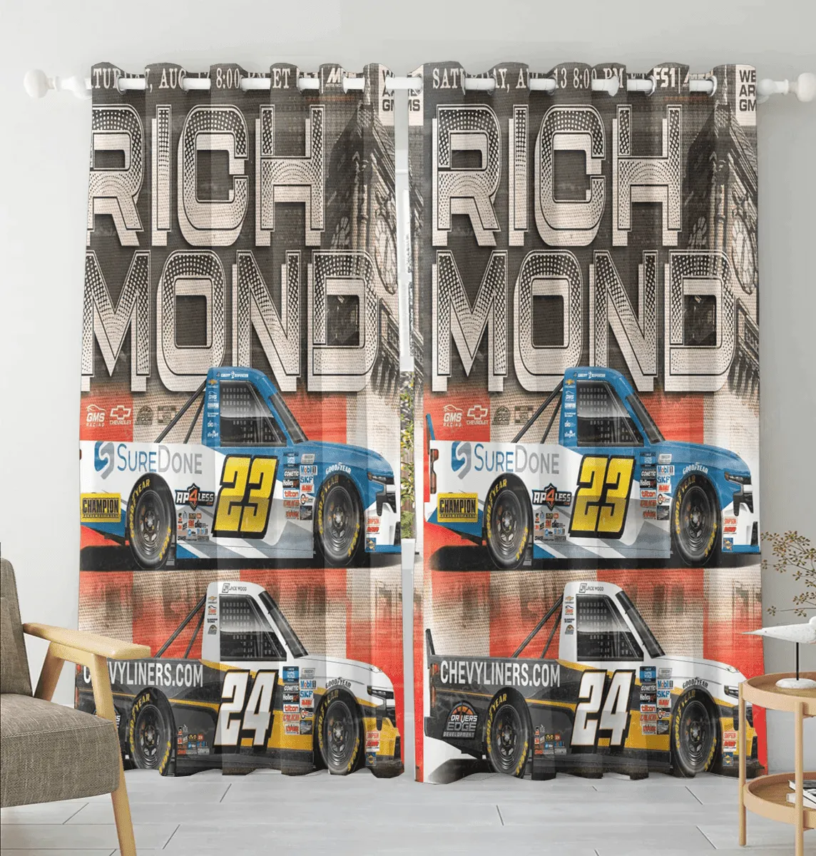 GMS Racing Cars5 Blackout Window Curtain 2 Panels For Living Room Bed Room Gift For Fan