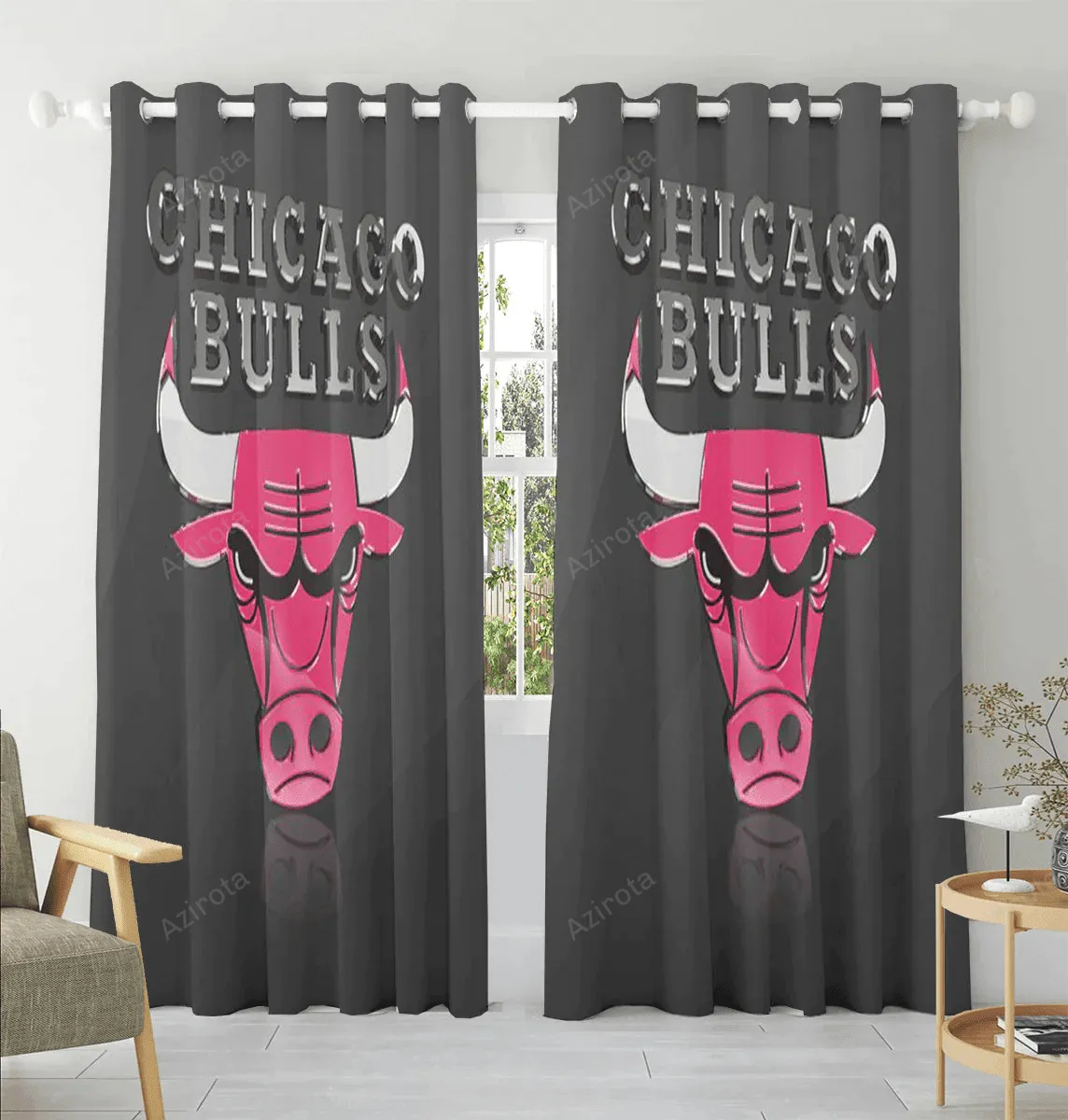 Chicago Bulls Emblem v20 Window Curtain
