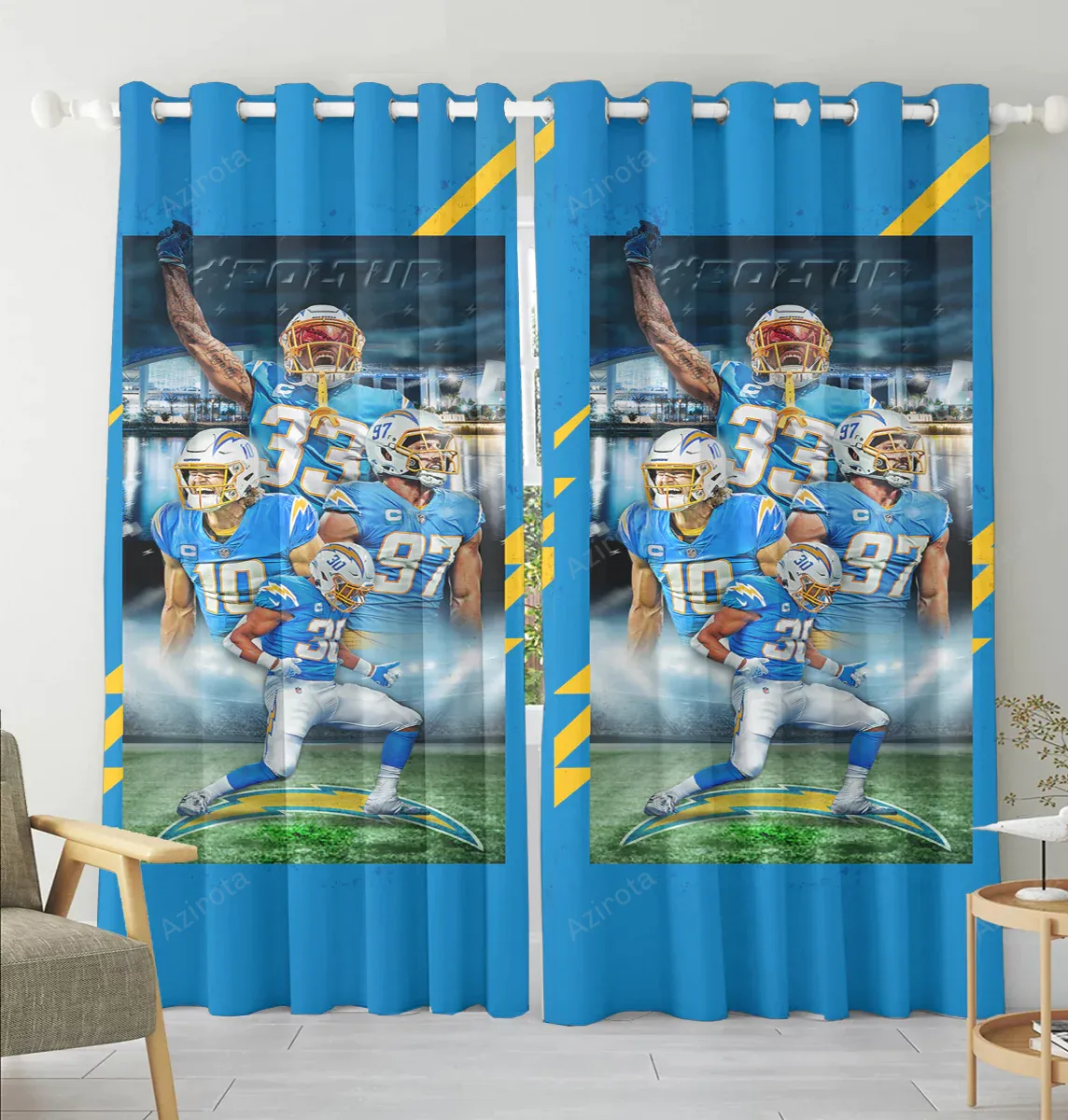 Los Angeles Chargers Team v21 Blackout Window Curtain 2 Panels For Living Room Bed Room Gift For Fan
