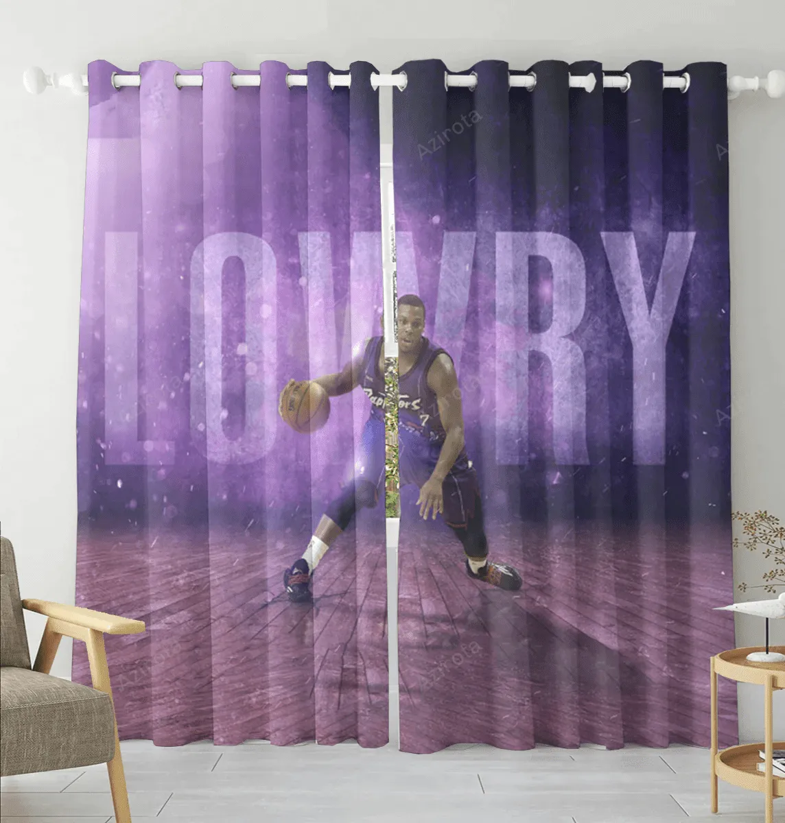 Toronto Raptors Kyle Lowry1 Blackout Window Curtain 2 Panels For Living Room Bed Room Gift For Fan