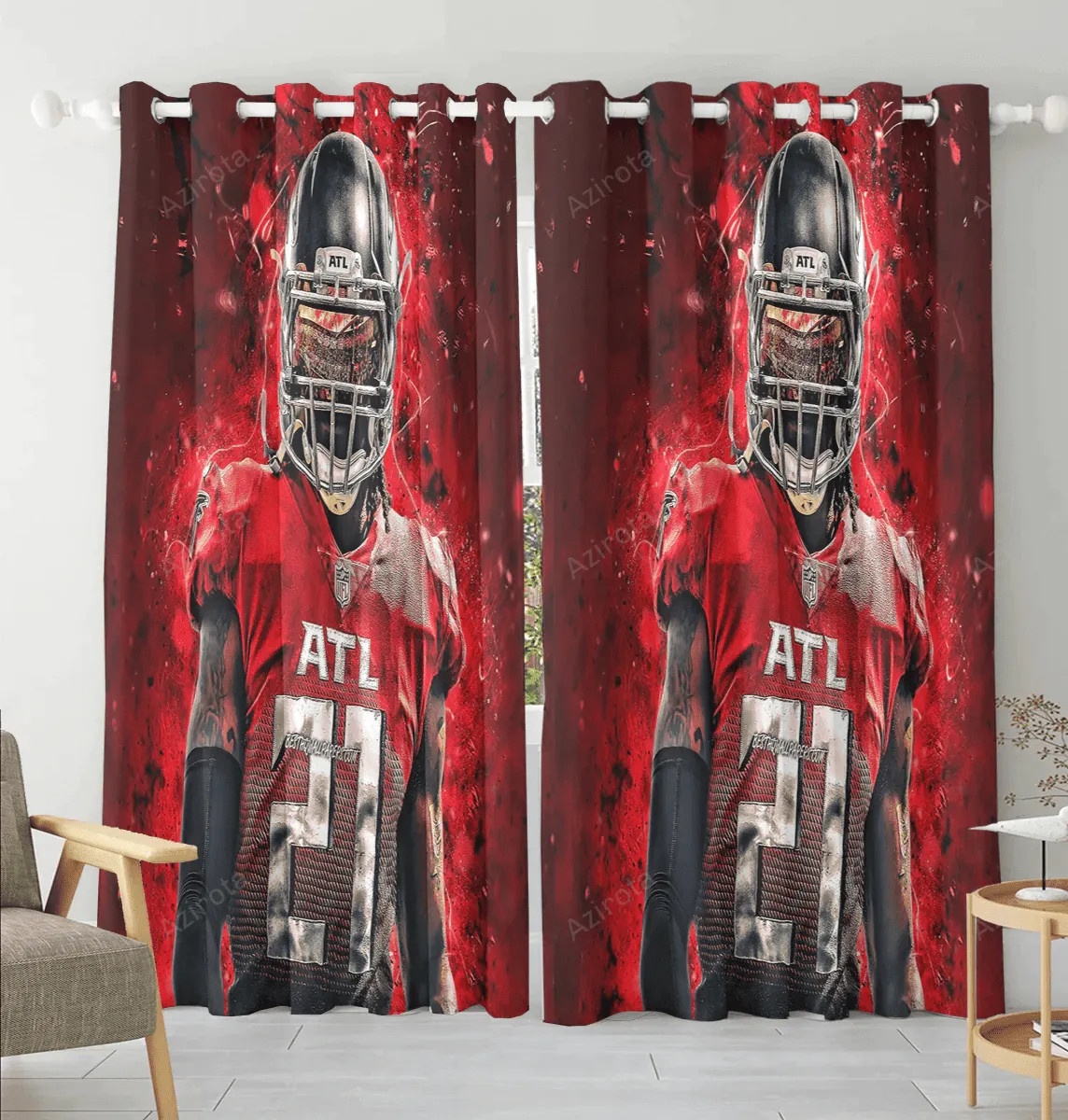 Atlanta Falcons Todd Gurley 21 Blackout Window Curtain 2 Panels For Living Room Bed Room Gift For Fan