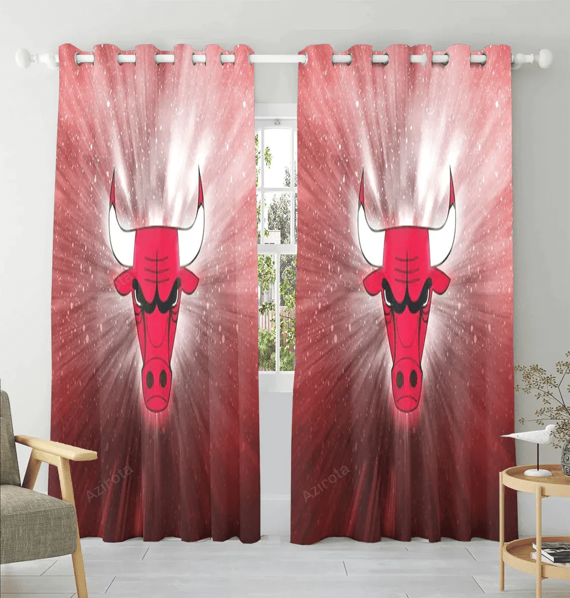 Chicago Bulls Emblem v28 Window Curtain