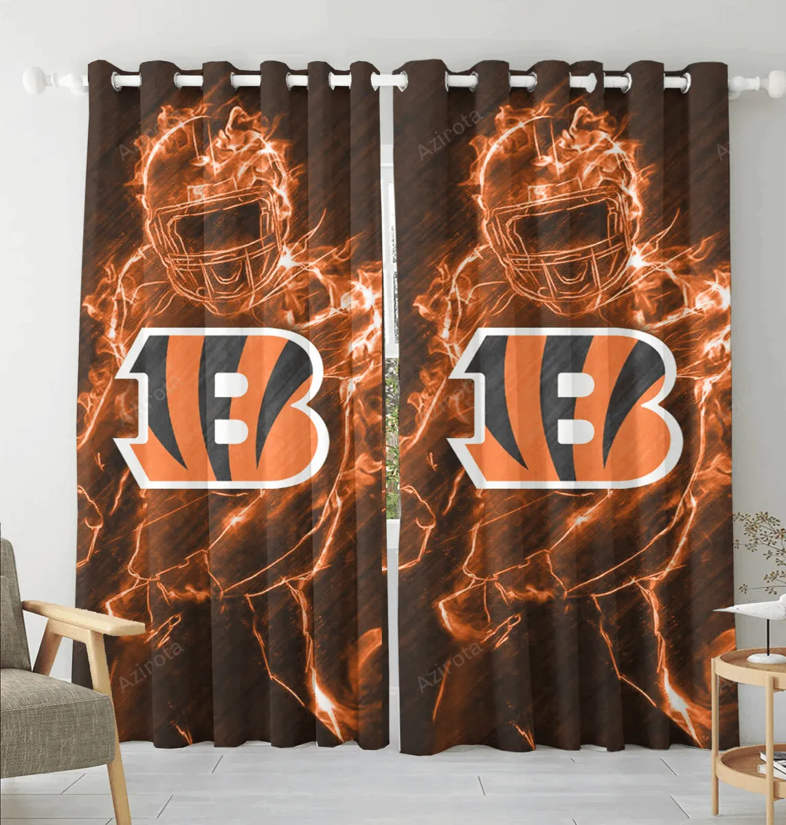 Cincinnati Bengals Legend Blackout Window Curtain 2 Panels For Living Room Bed Room Gift For Fan