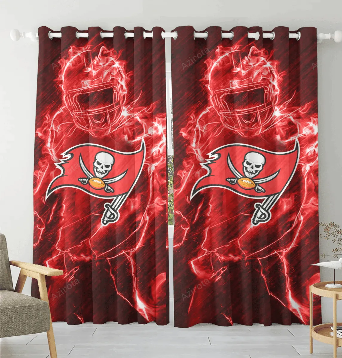 Tampa Bay Buccaneers Legend Blackout Window Curtain 2 Panels For Living Room Bed Room Gift For Fan
