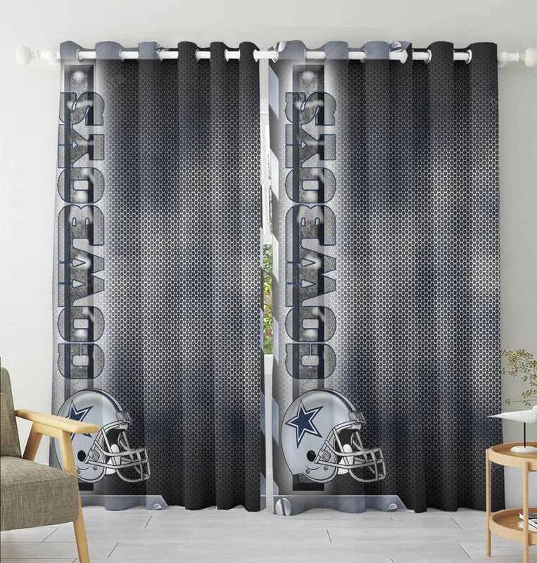 Dallas Cowboys Helmet Metal Blackout Window Curtain 2 Panels For Living Room Bed Room Gift For Fan