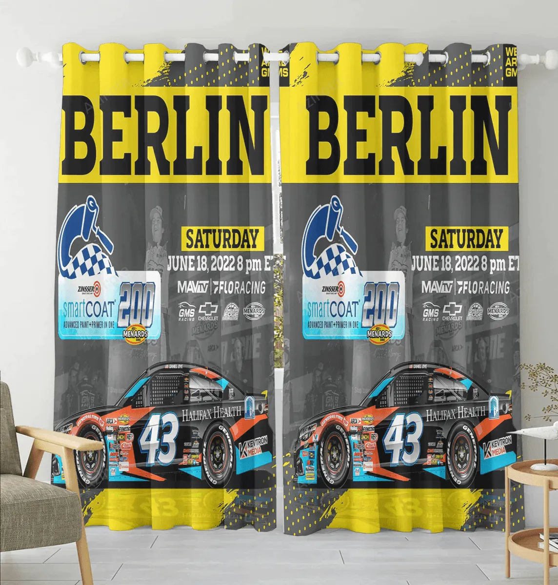 GMS Racing Cars10 Blackout Window Curtain 2 Panels For Living Room Bed Room Gift For Fan