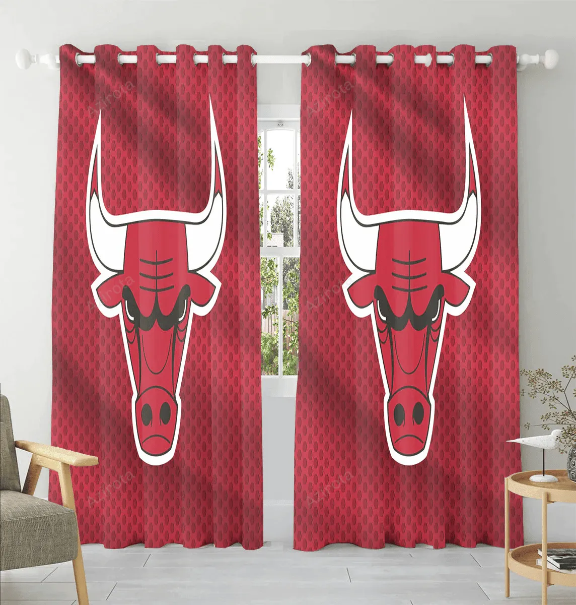 Chicago Bulls Emblem v3 Window Curtain