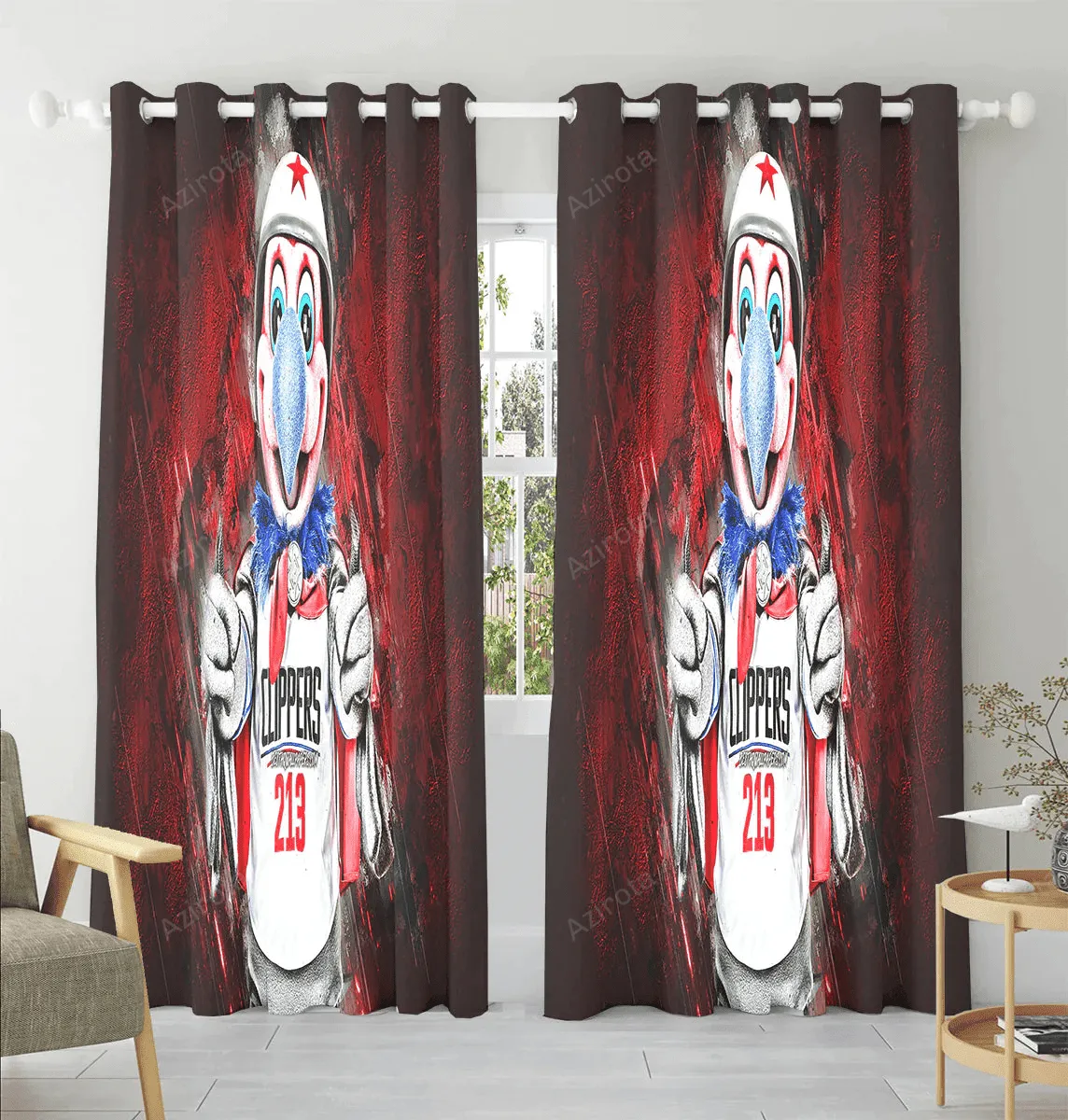 Los Angeles Clippers Mascot Window Curtain Gift For Fans