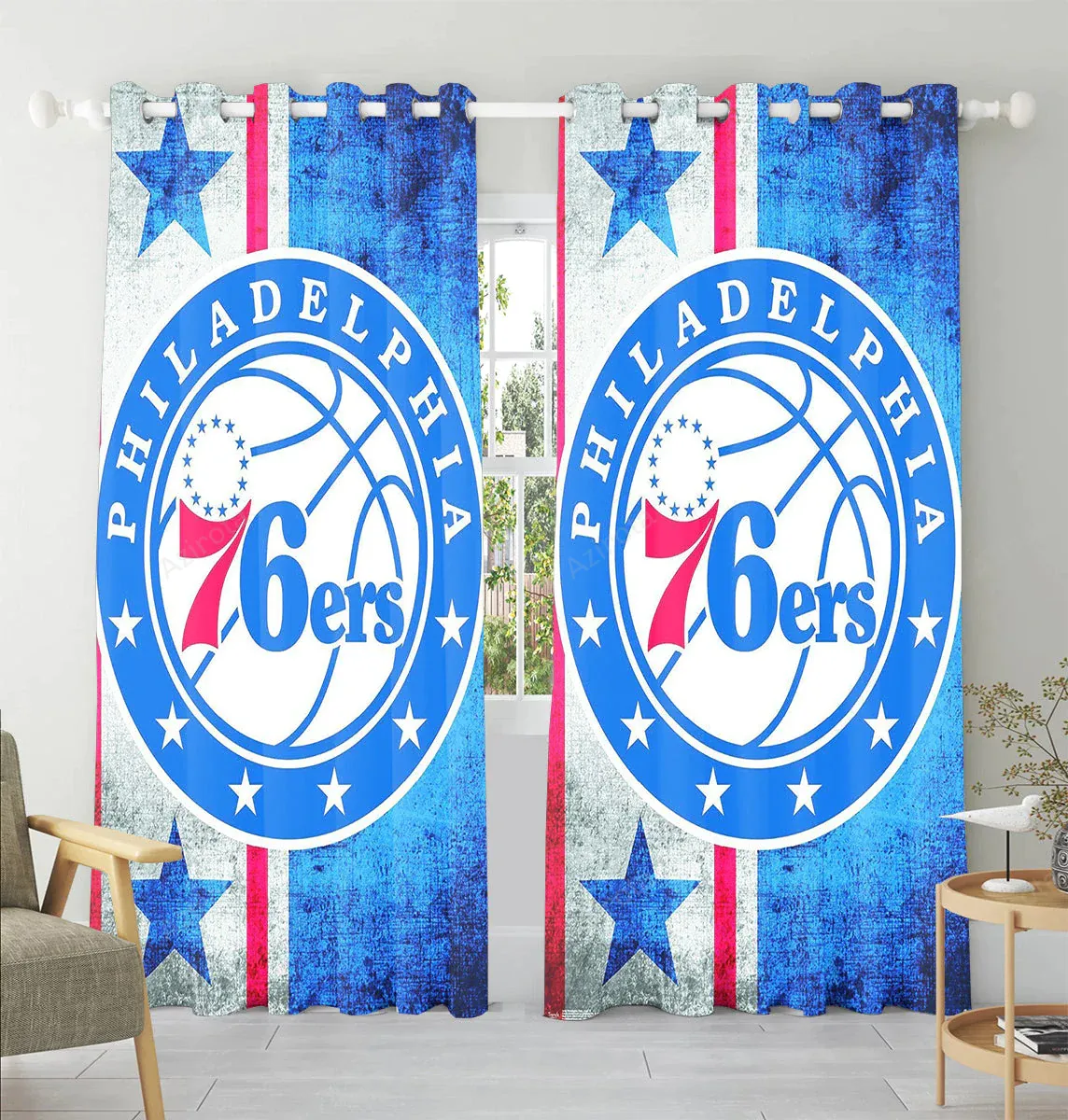 Philadelphia 76ers Logo Star Vintage Window Curtain Gift For Fans