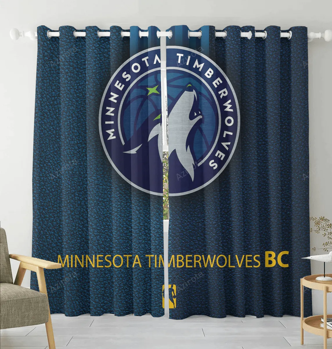 Minnesota Timberwolves Emblem v14 Blackout Window Curtain 2 Panels For Living Room Bed Room Gift For Fan