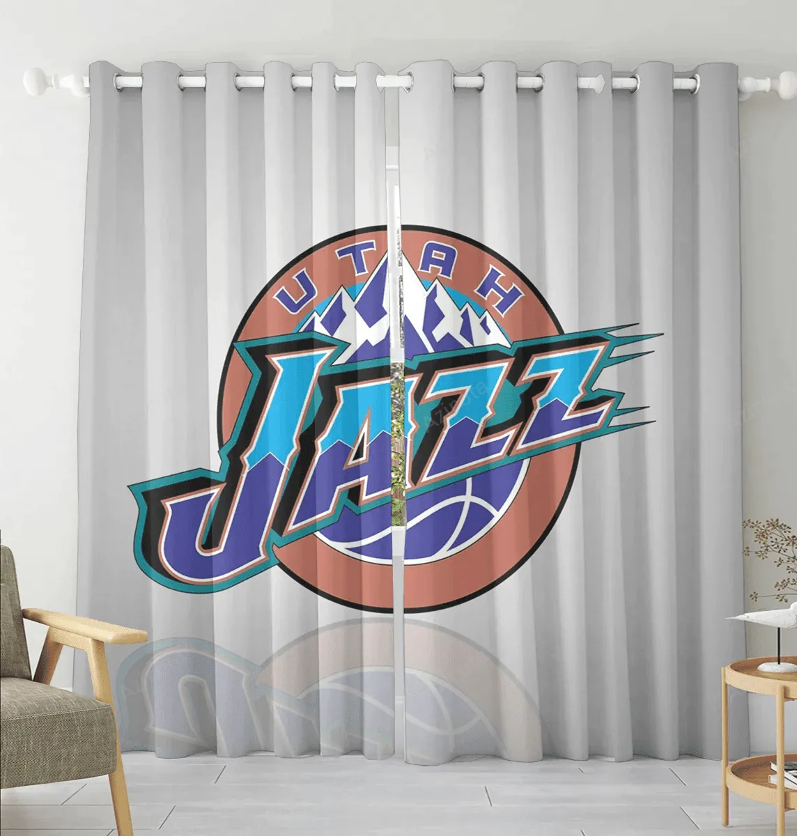 Utah Jazz Emblem v42 Blackout Window Curtain 2 Panels For Living Room Bed Room Gift For Fan