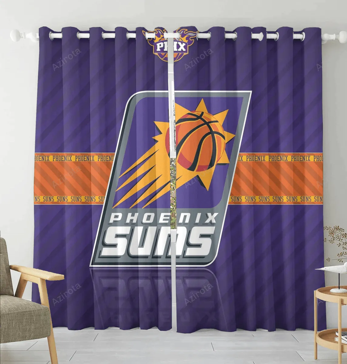 Phoenix Suns Emblem v5 Blackout Window Curtain 2 Panels For Living Room Bed Room Gift For Fan