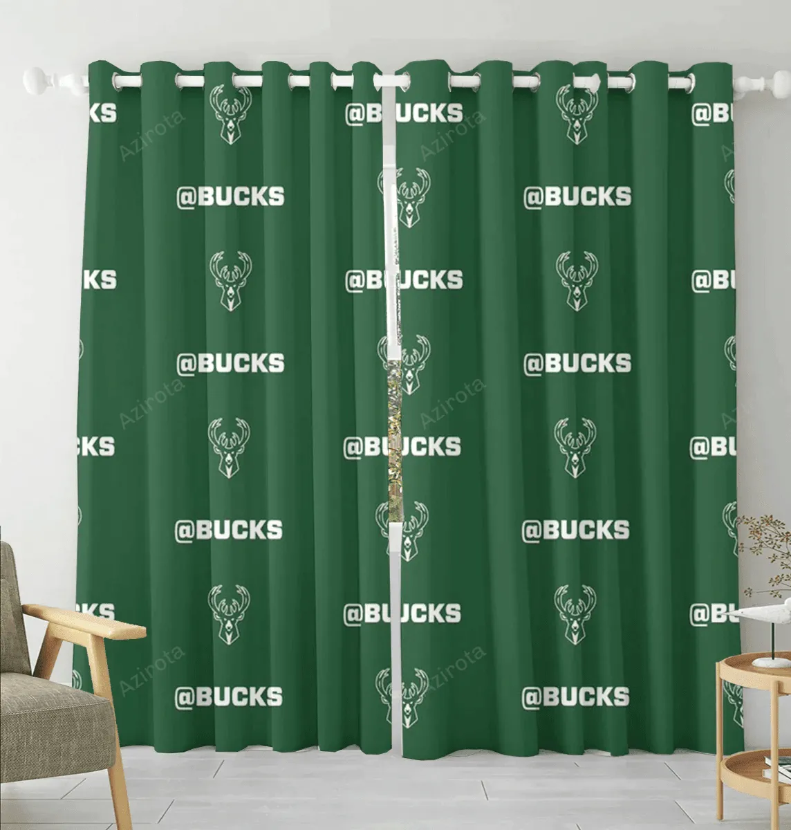 Milwaukee Bucks Emblem v51 Blackout Window Curtain 2 Panels For Living Room Bed Room Gift For Fan
