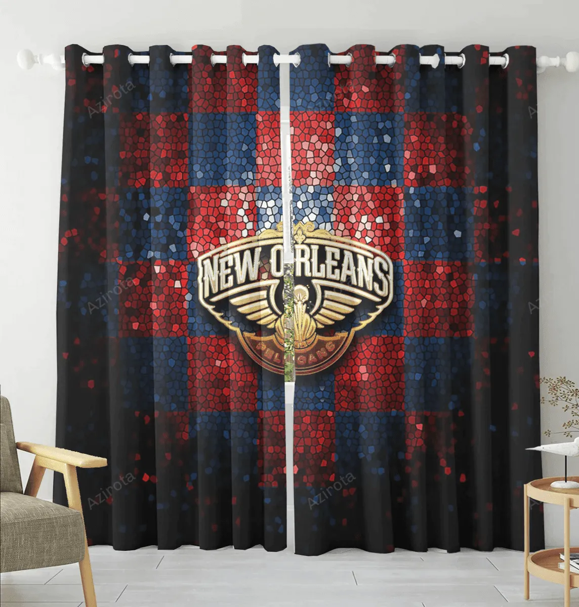 New Orleans Pelicans Emblem v8 Blackout Window Curtain 2 Panels For Living Room Bed Room Gift For Fan