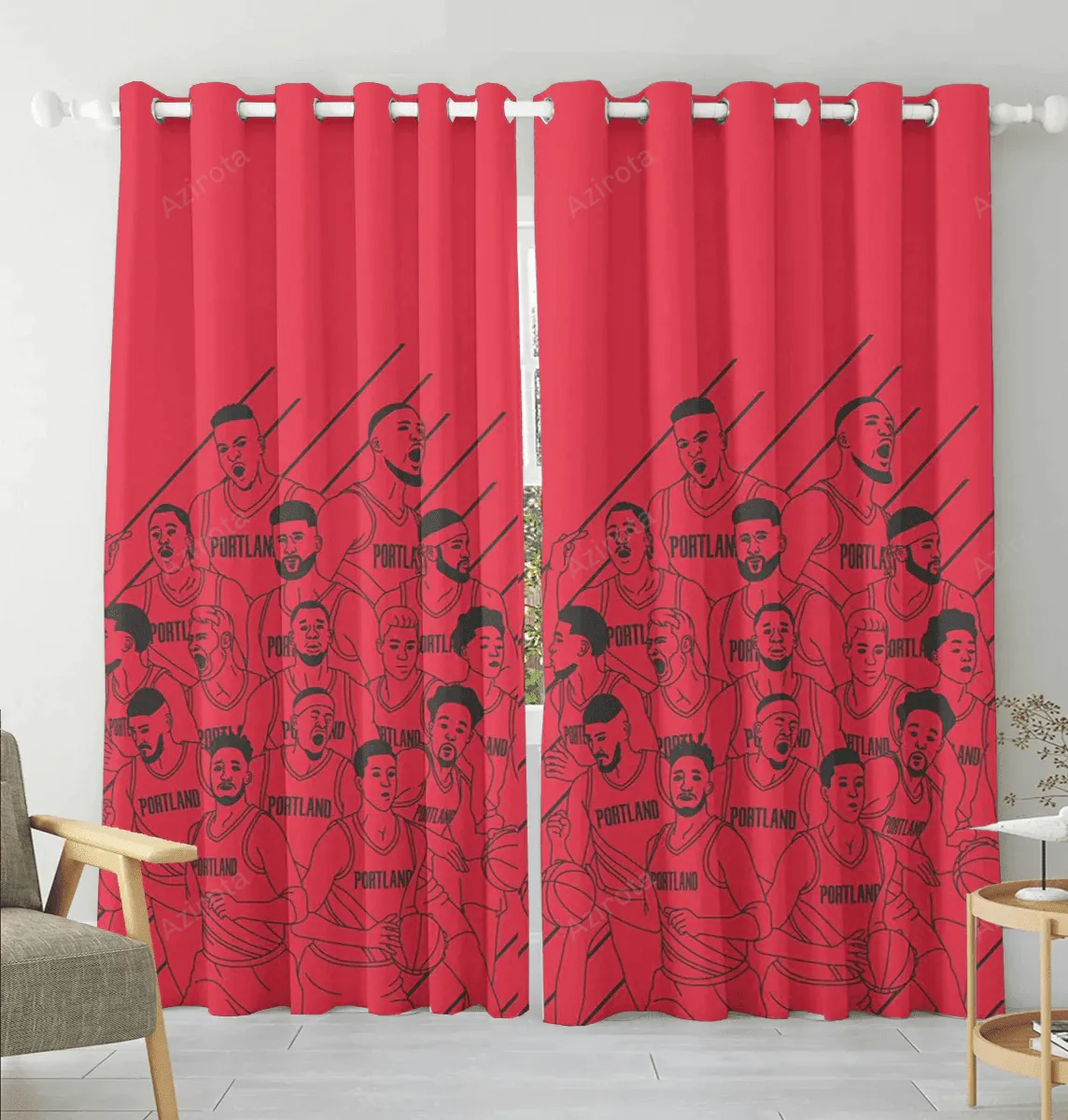 Portland Trail Blazers All Players5 Blackout Window Curtain 2 Panels For Living Room Bed Room Gift For Fan