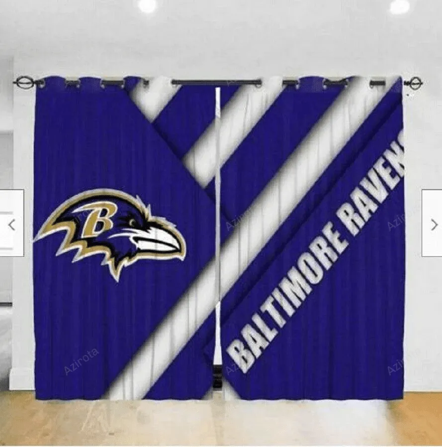 Baltimore Ravens America Logo 2 Blackout Window Curtain 2 Panels For Living Room Bed Room Gift For Fan