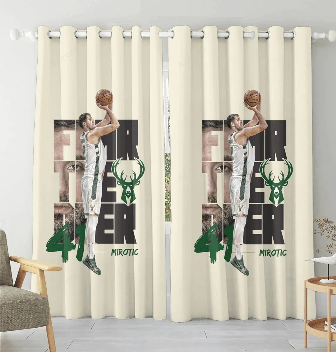 Milwaukee Bucks Fear The Dear v8 Blackout Window Curtain 2 Panels For Living Room Bed Room Gift For Fan