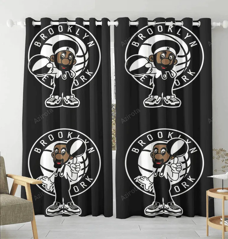 Brooklyn Nets Kevin Durant Kyrie Irving Cartoon Blackout Window Curtain 2 Panels For Living Room Bed Room Gift For Fan