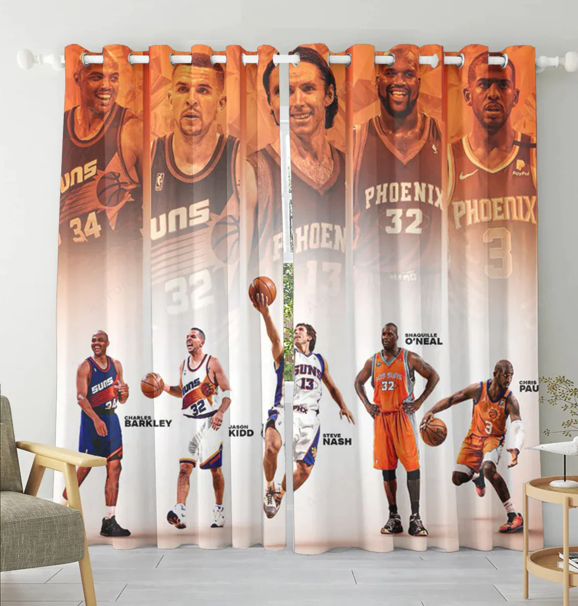 Phoenix Suns Team v6 Blackout Window Curtain 2 Panels For Living Room Bed Room Gift For Fan