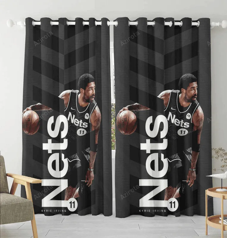 Brooklyn Nets Kyrie Irving3 Blackout Window Curtain 2 Panels For Living Room Bed Room Gift For Fan
