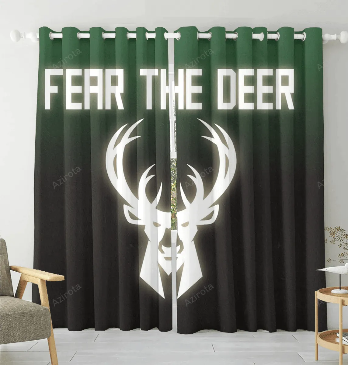 Milwaukee Bucks Emblem v19 Blackout Window Curtain 2 Panels For Living Room Bed Room Gift For Fan