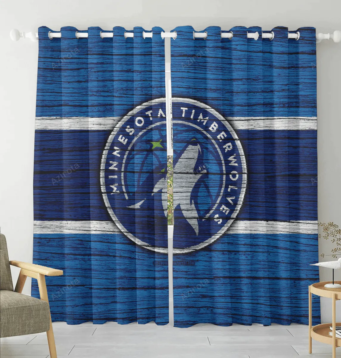 Minnesota Timberwolves Emblem v52 Blackout Window Curtain 2 Panels For Living Room Bed Room Gift For Fan