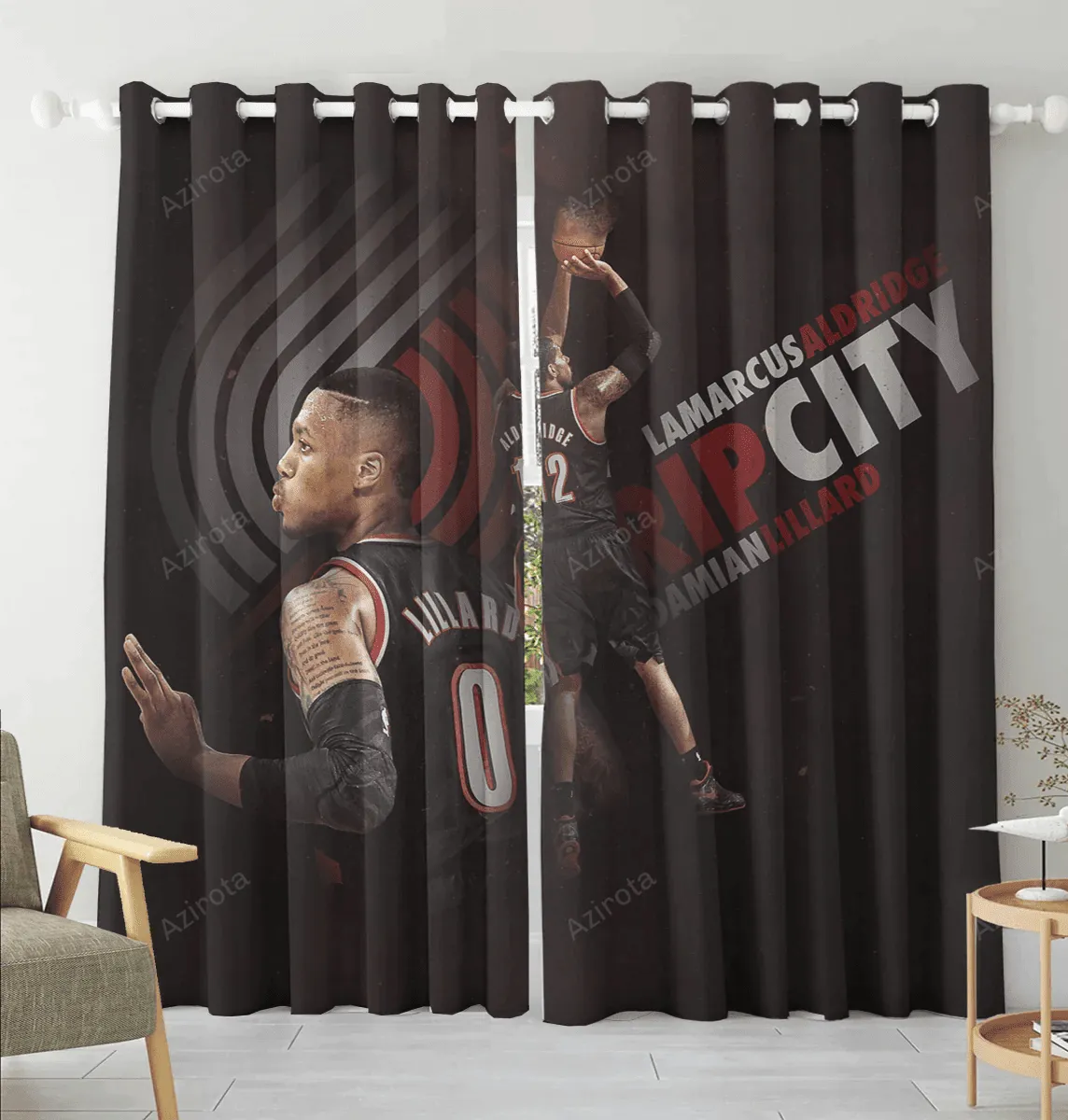 Portland Trail Blazers Damian Lillard6 Blackout Window Curtain 2 Panels For Living Room Bed Room Gift For Fan