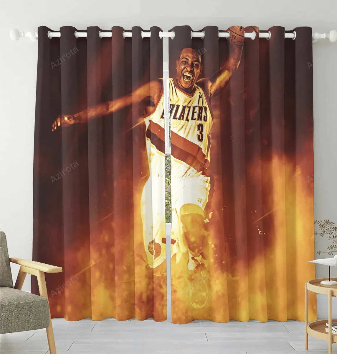 Portland Trail Blazers CJ McCollum2 Blackout Window Curtain 2 Panels For Living Room Bed Room Gift For Fan