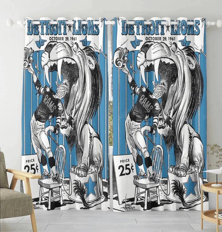 Detroit Lions 54 Days Until Kickoff Blackout Window Curtain 2 Panels For Living Room Bed Room Gift For Fan