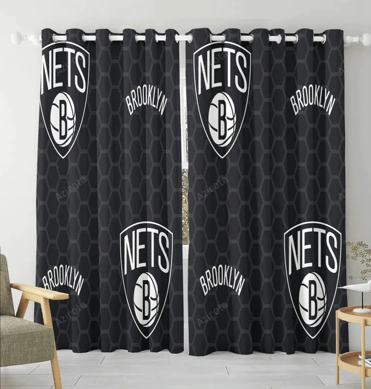 Brooklyn Nets3 Blackout Window Curtain 2 Panels For Living Room Bed Room Gift For Fan