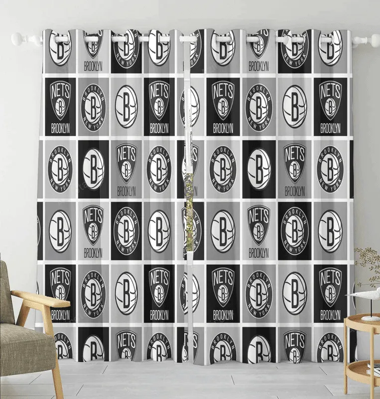 Brooklyn Nets2 Blackout Window Curtain 2 Panels For Living Room Bed Room Gift For Fan