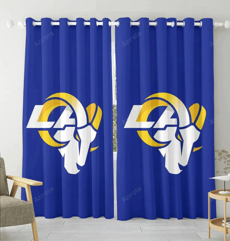 Los Angeles Rams White LA Navy Blackout Window Curtain 2 Panels For Living Room Bed Room Gift For Fan